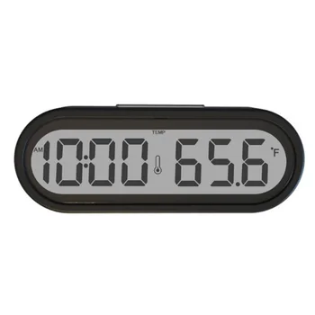 Электронные Часы-Термометр 2 в 1 ЖК-Цифровые Автомобильные Часы с Регулируемым Базовым Кронштейном, Светодиодный Дисплей Высокой Яркости ночью