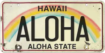 Винтажный Гавайский Номерной знак - Сувенир С Номерным знаком Автомобиля Размером 6x12 дюймов (Aloha)