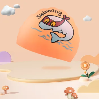 Новая детская шапочка для плавания с милым рисунком из мультфильма, водонепроницаемая, не режущая голову Силиконовая шапочка для плавания для мальчиков и девочек, Распродажа производителей