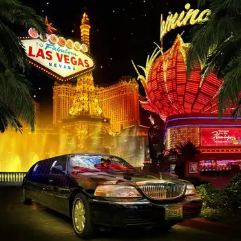 Автомобильное казино Лас-Вегаса, ночной город, Горизонт, дерево, световые фоны, компьютерная печать, принадлежности для вечеринок, фоны для фотостудий.