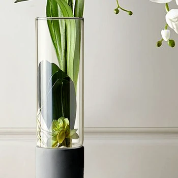 Стеклянная ваза, украшение из прозрачных цветов, простая цветочная композиция, создание гидропонных и сочных цветочных горшков