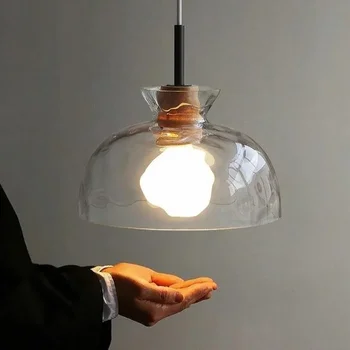 Современный подвесной светильник с абажуром из прозрачного стекла, светодиодный светильник для спальни, гостиной, кухни, столовой, ресторана, домашнего декора, подвесные светильники