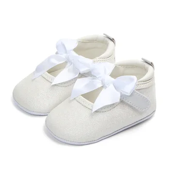 Jlong Стильные первые ходунки для малышей с принцессой и бантиком для девочек, обувь для кроватки для маленьких девочек 0-18 месяцев