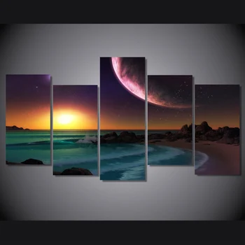 Фиолетовая планета океан с HD-принтом, художественная роспись на холсте, украшение комнаты, печать плаката, картина на холсте, Бесплатная доставка/ny-4166