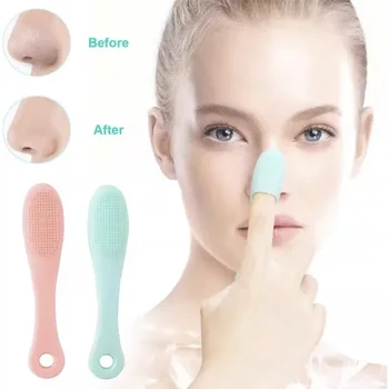 Силиконовая щетка для носа для мытья больших пальцев, очищающее средство для лица, ручная массажная щетка, черное крыло носа, щетка от прыщей, силикон с мягкой щетиной