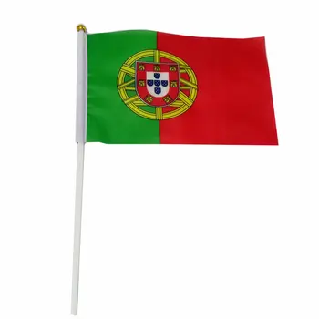 Бесплатная доставка флаг Португалии 10шт 14*21 см ручные флаги Португалии с пластиковой палочкой для вручения флага Национальный флаг мира
