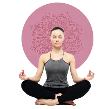Нетоксичный Розовый 60 см Большой Круг, Толстый Эко-Полиуретановый Резиновый Коврик для медитации, Круглый Коврик для Йоги