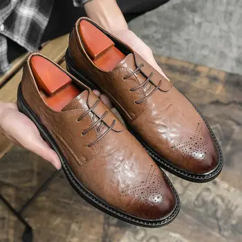 Мужская обувь, Весенняя новая кожаная обувь, мужская деловая стелька, увеличивающая рост, Модная повседневная обувь, спортивная обувь для молодых мужчин