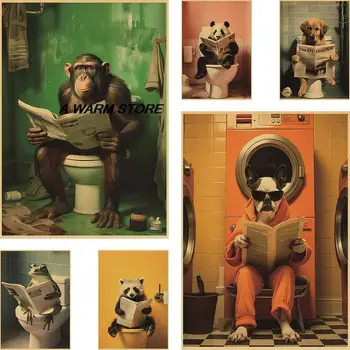 Поп-арт Забавный плакат для чтения в туалете Ретро принты на Крафт-бумаге Винтажный декор стен в домашней комнате Кафе-бара Картина