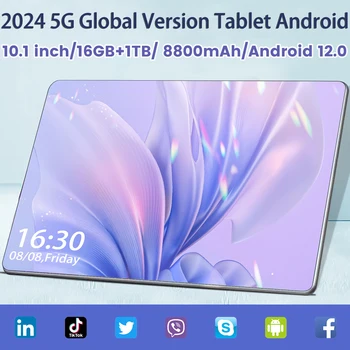2024 5G Новая глобальная версия 10,1-дюймового планшета Android 16 ГБ ОЗУ 1 ТБ ПЗУ Android 12,0 Wifi 8800 мАч 10-ядерные планшеты Сеть Bluetooth