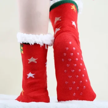 Женские осенне-зимние рождественские носки в пол, зимние носки, утолщенные и ворсистые домашние носки для сна, ковровые носки