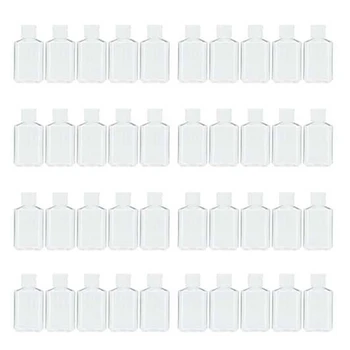 40 ШТ Прозрачных пластиковых бутылок многоразового использования объемом 2 унции 60 мл с откидной крышкой из ПЭТ-пластика для путешествий
