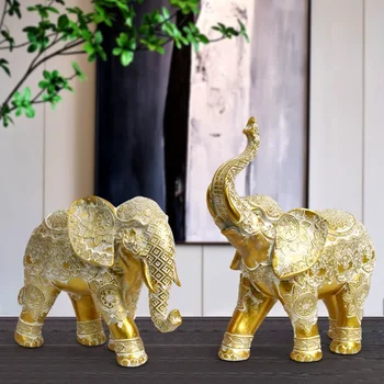 Резные украшения в виде слона высокого класса, декоративные поделки из статуэток животных для дома класса Люкс