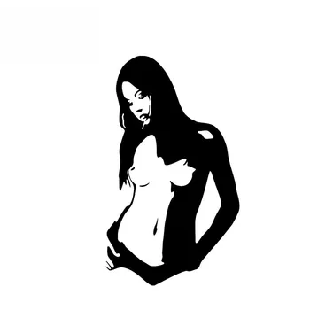 Сонная обнаженная сексуальная девушка Черные/серебристые виниловые наклейки хорошего качества, покрывающие тело Модный популярный дизайн 8,5*14,7 см