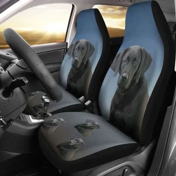 Чехлы для автомобильных сидений из черного лабрадора, упаковка из 2 универсальных защитных чехлов для передних сидений