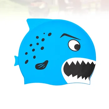 Шапочка для плавания, детская силиконовая кепка для детей унисекс с забавным мультяшным дизайном, аксессуар для бассейна (синий)