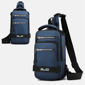 Мужской нейлоновый рюкзак, сумка-мессенджер с USB-портом для зарядки, мужской модный рюкзак, рюкзак, слинг через плечо, нагрудная сумка