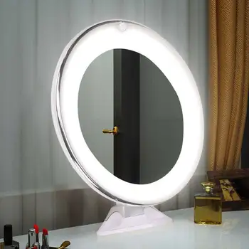 10-кратное увеличительное зеркало для макияжа со светодиодной подсветкой, вращающееся на 360 градусов Косметическое зеркало для макияжа, присоска, зеркало для душа в ванной