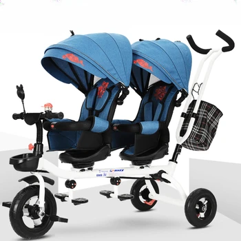 Детская коляска Shanghai permanent, детский трехколесный велосипед, детская коляска-близнец, педаль велосипеда, складное двойное сиденье