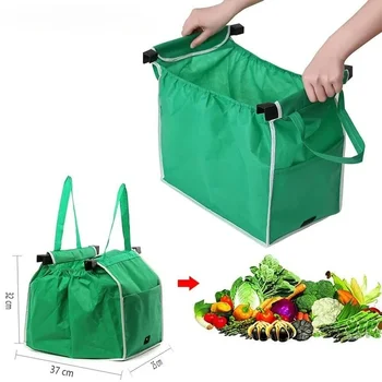 Новая зеленая тележка для супермаркета, хозяйственная сумка, сумочка из нетканого материала, складная сумка для защиты окружающей среды, Удобная подвесная сумка