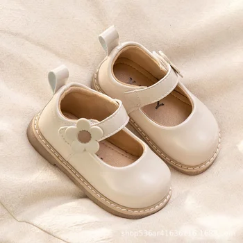 Однослойная обувь для маленьких девочек, Весенне-Осенняя Маленькая Кожаная обувь Для девочек, Детская обувь Принцессы с мягкой подошвой для малышей 1-3 лет