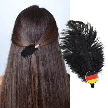 Флаги Испании и Италии, заколка для волос, этническая черная шпилька из перьев, женский головной убор для девочек