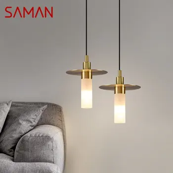 Современный латунный подвесной светильник SAMAN LED Nordic Simply Creative Chandelier Лампа для дома Столовая Спальня Бар