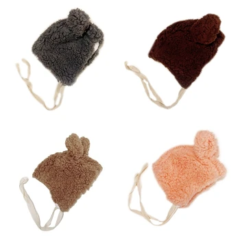 Детская зимняя шапка-тюрбан, теплая шапка, шапка из плотного флиса, однотонный головной убор для младенцев, шапочка для новорожденных