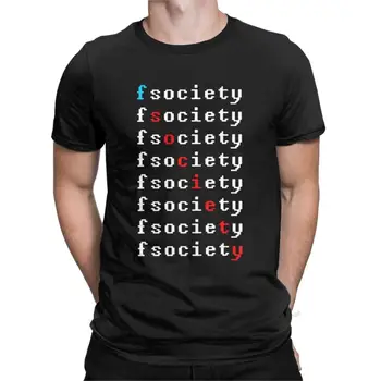 Fsociety Смешанная Диагональная футболка для мужчин, Забавные Футболки С коротким Рукавом И Круглым вырезом, Футболки из 100% Хлопка, Летняя Одежда