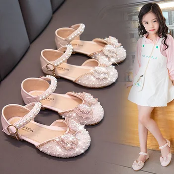 Обувь для девочек Zapatos Niña; Новая детская обувь принцессы; Обувь Мэри Джейн; Жемчужные Сандалии; Модная обувь в стиле Лолиты; Детская Кожаная обувь;