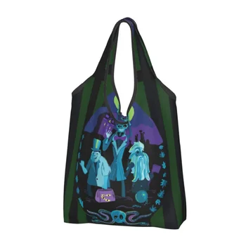 Сумки-тоут для покупок в Особняке с привидениями с модным принтом, портативная сумка для покупок через плечо