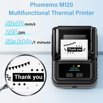 Портативный принтер M120 20-50 мм, устройство для создания термоэтикеток, мини-принтер наклеек Bluetooth для кабельного штрих-кода, Qr-кода, розничной печати логотипа