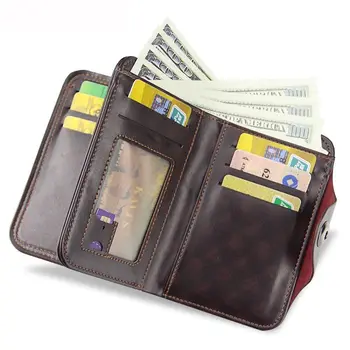 Мужской кошелек из натуральной кожи, мужской кошелек винтажного дизайна, мужской карман для монет на молнии, держатель для карт, Роскошные денежные мешки