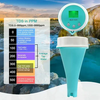 Умный онлайн Bluetooth измеритель PH хлора, тестер качества воды в бассейне, Уровень ORP EC TDS Temp CL для спа-аквариума