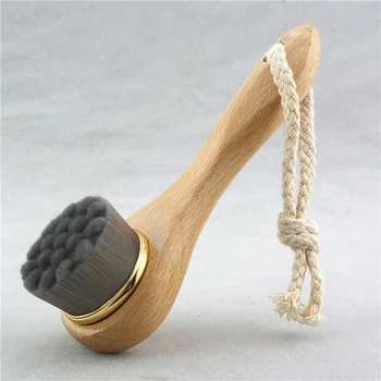 Деревянная Щетка Wood Scrub Очищающая Щетка Для Волос, Отшелушивающая Щетка с Ручкой для Мужчин и женщин (черная )