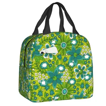 Ретро-хиппи с рисунком цветов мира, изолированная сумка для ланча для женщин, портативный термоохладитель, сумка для ланча, офис, Пикник, путешествия