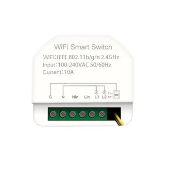 Модуль Tuya WiFi 10A Smart Switch, функция синхронизации на 2 группы, функция обратного отсчета, поддержка приложения, дистанционное управление, голосовое управление
