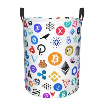 Криптовалюта Altcoin Blockchain Symbol Корзина Для Белья Crypto Ethereum Bitcoin Корзина Для Хранения Игрушечной Одежды для Детской