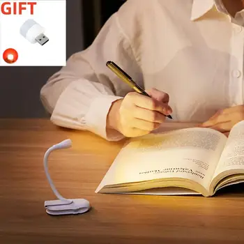 Книжный светильник Лампы для чтения книг в кровати Светодиодный книжный ночник Перезаряжаемая 3-цветная лампа для чтения с плавной яркостью на клипсе