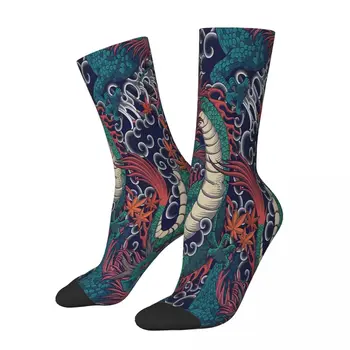 Японские носки с рисунком мифического дракона, Мужские и женские осенние чулки Harajuku