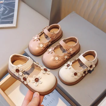 Детская обувь для выступлений с цветами, кожаная обувь для девочек, модная детская элегантная обувь принцессы Мэри Джейнс