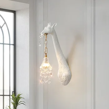 Скандинавский дизайнерский настенный светильник в виде жирафа для спальни, гостиной, кухни, ванной комнаты, зеркала, светильника, бытовой техники, светодиодной лампы