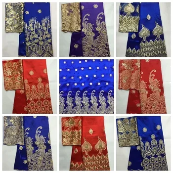 африканская кружевная ткань george, индийские обертки george 2019, 5 ярдов африканской ткани george + 2 ярда вышитого тюлевого кружева красного цвета + блестки