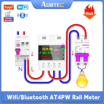 Tuya Smart Meter Switch WIFI/Bluetooth AT4PW Din-Рейка Пульт Дистанционного Управления AC 220V 110V BT Цифровой Измеритель Коэффициента частоты Энергии кВтч