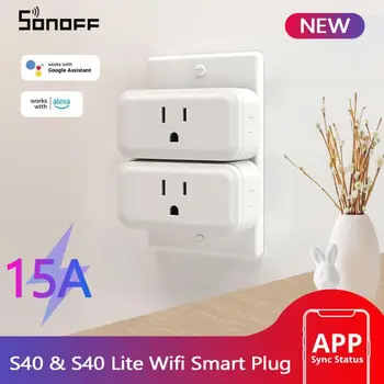 SONOFF S40 / S40 Lite 15A WiFi Smart Plug Type B МИНИ-розетки Wi-Fi Bluetooth-сопряжение работает с Alexa Google Home SONOFF R5