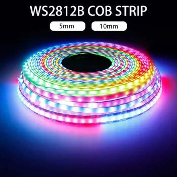 WS2812B COB RGBIC Пиксели Светодиодная Лента С индивидуальным адресом 60/100/160 светодиодов/м Света 5/10 мм WS2812 Smart RGB Dream Color Tape DC5V